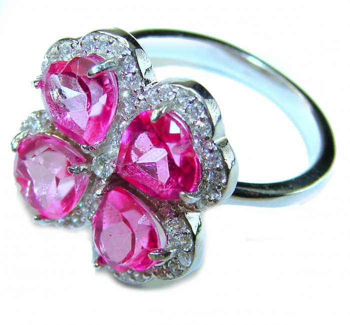 A Spark of Sweetness 8.8 carat Hot Pink Sapphire .925 Sterling Silver handcrafted Cocktail Ring s. 6 - photo 1