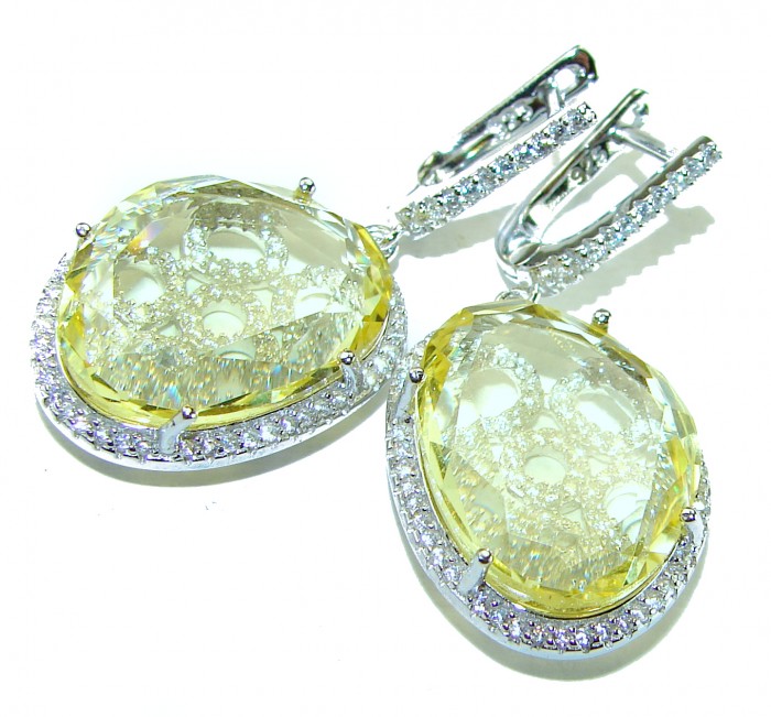 SunLight - Splendid 17.5 carat Citrine .925 Sterling Silver Handcrafted Earrings - photo 3