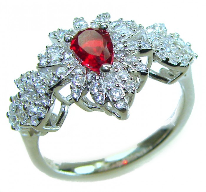 2.5 carat Ruby .925 Sterling Silver handcrafted incredible ring s. 7 - photo 3
