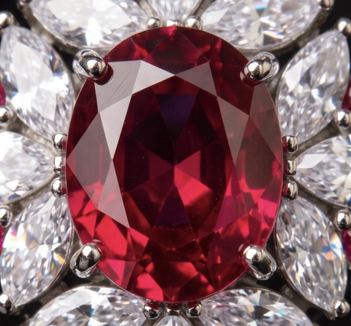 Precious - 10.2 carat Mozambique Ruby .925 Sterling Silver handmade earrings - Close-up of 10.2 carat Mozambique Ruby in sterling silver setting.
