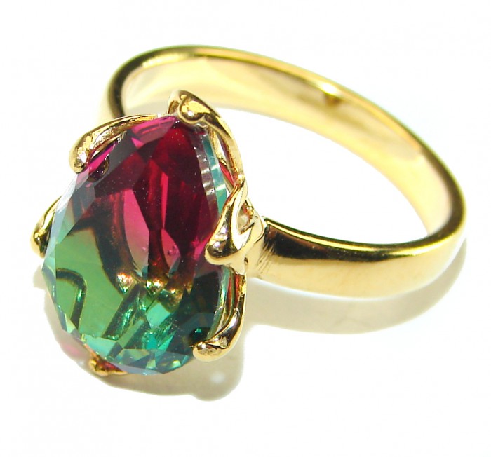 Brazilian Tourmaline 18K Gold over .925 Sterling Silver Perfectly handcrafted Ring s. 7 - photo 1