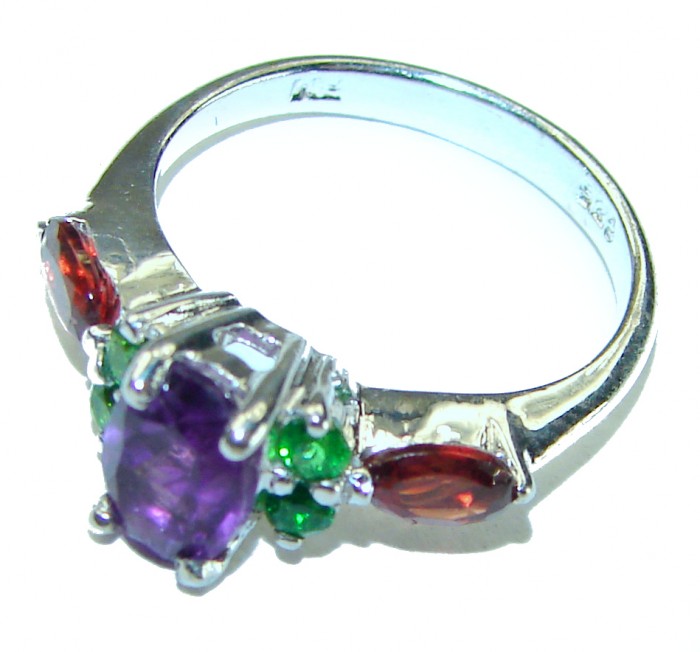 Elza 1.2 carat African Amethyst .925 Sterling Silver Handcrafted Ring size 5 3/4 - photo 1