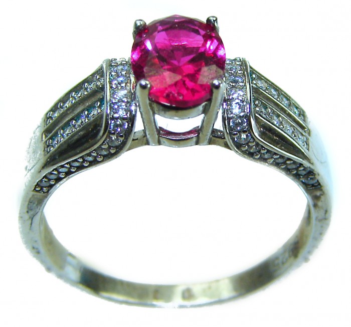 Rose Garden 1.9 carat Authentic Garnet .925 Sterling Silver handcrafted Ring size 8 - photo 2