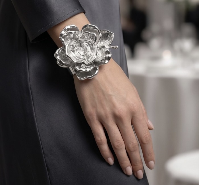 Silver Rose Vintage style Luxurious Bangle fashion Bracelet - photo 2