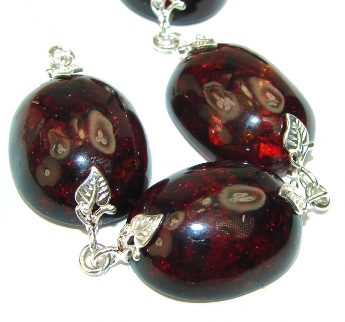 Cognac Color Beautiful Amber .925 Sterling Silver handcrafted Bracelet - photo 2
