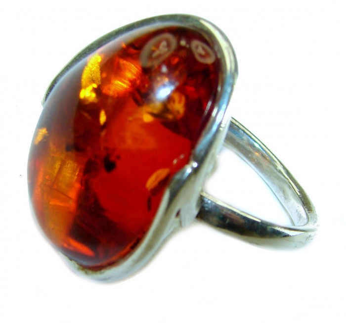 Authentic Baltic Amber .925 Sterling Silver handcrafted ring s. 8 - photo 1