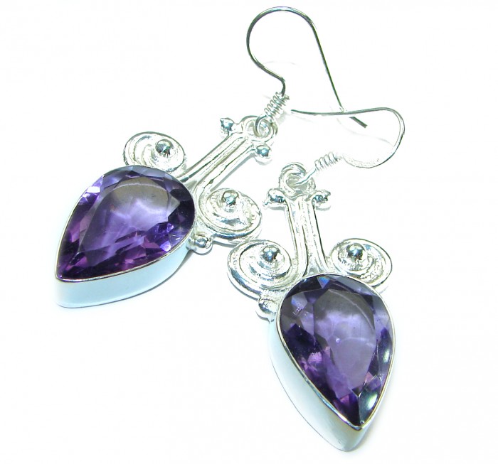 Bohemian Style Lavender Fields 14.2 carat Amethyst .925 Sterling Silver handcrafted Statement earrings - photo 2