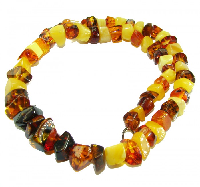 Dazzling vintage natural Baltic Amber butterscotch .925 Sterling Silver handcrafted Large necklace - photo 2
