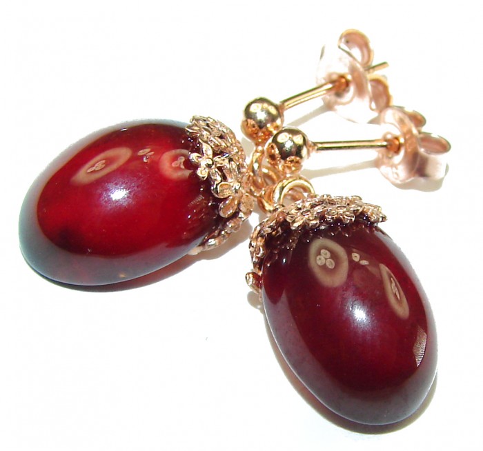 Authentic 8.5ct Garnet 14k Rose Gold over .925 Sterling Silver handmade earrings - photo 2