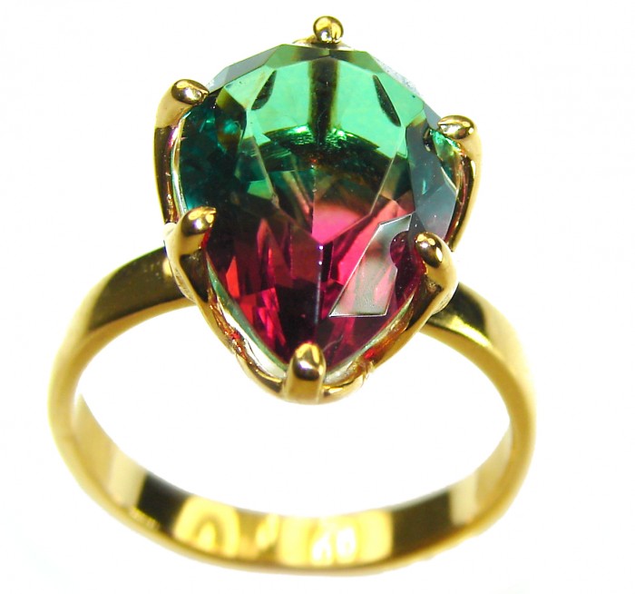 Brazilian Tourmaline 18K Gold over .925 Sterling Silver Perfectly handcrafted Ring s. 6 3/4 - photo 3