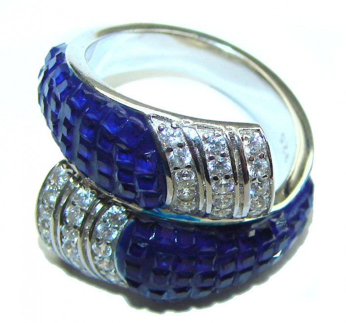 Luxurious Sapphire .925 Sterling Silver handcrafted Ring size 6 3/4 - photo 1