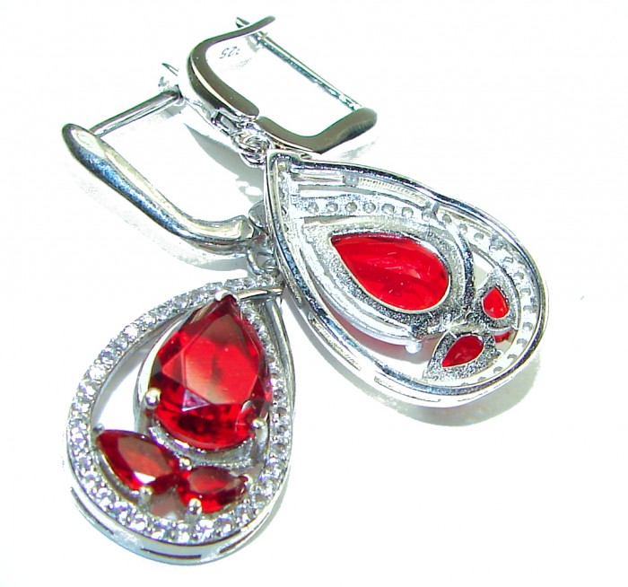 Timeless Treasure 12.5 carat Red Topaz .925 Sterling Silver handcrafted Earrings - photo 1