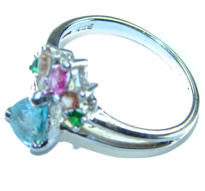 Splendid 1.5 carat Aquamarine .925 Sterling Silver Handcrafted Ring size 7 1/4 - photo 1