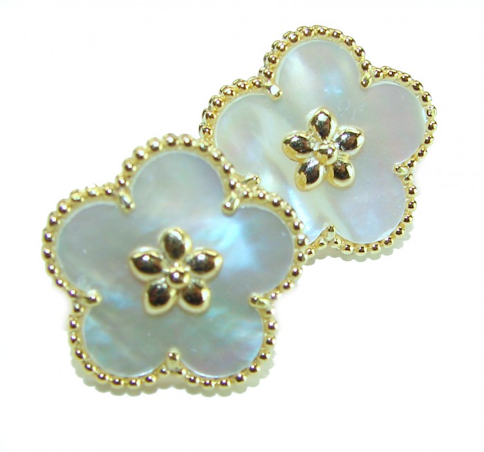 Genuine Blister Pearl 14K Gold over .925 Sterling Silver handcrafted Statement Earrings - photo 4