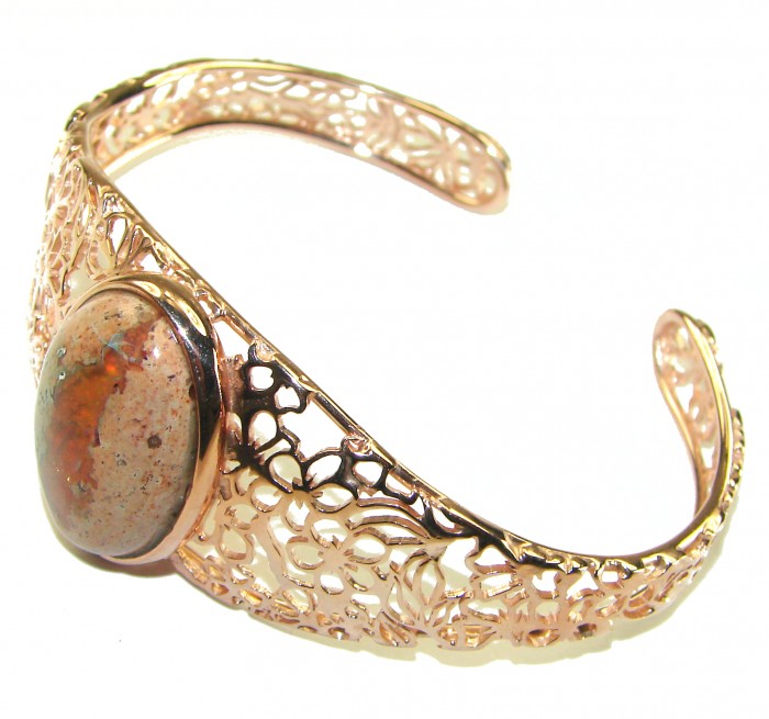 Authentic Mexican Opal handmade 14K Rose Gold over .925 Sterling Silver Bracelet / Cuff - photo 1