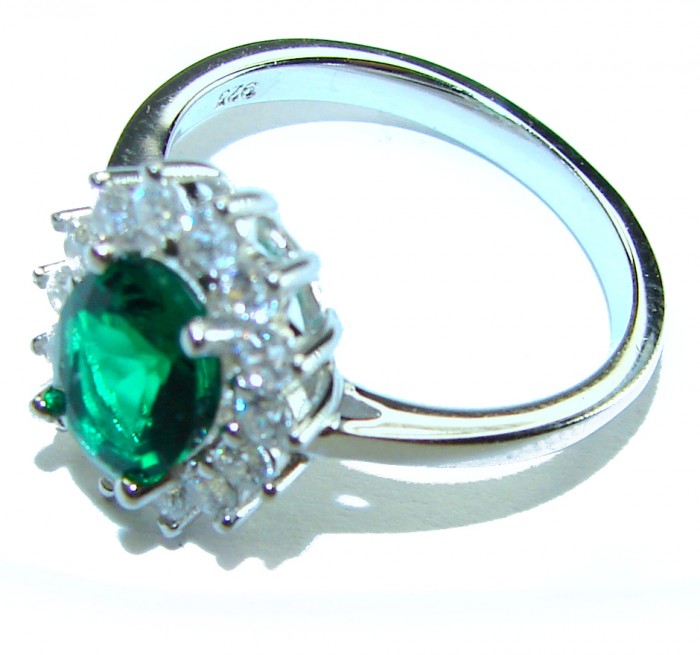 Luxurious 2.8 carat Chrome Diopside .925 Sterling Silver handmade ring s. 6 1/4 - photo 1
