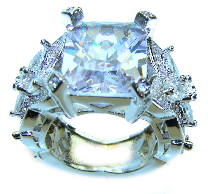 Extravaganza 19.9 carat White Topaz .925 Sterling Silver handcrafted OVERSIZED Statement ring size 6 3/4 - photo 3