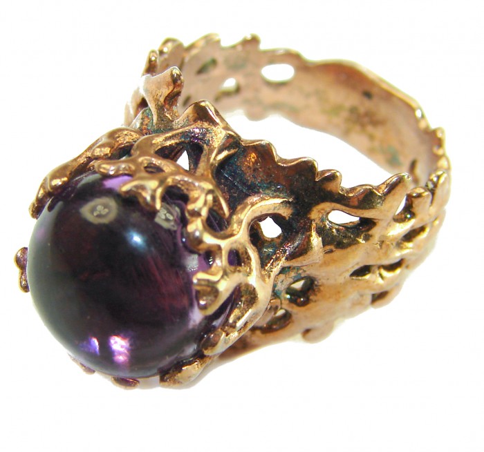 Purple Reef Amethyst Rose Gold over .925 Sterling Silver Ring size 7 - Close-up of Purple Reef Amethyst ring in rose gold over sterling silver.