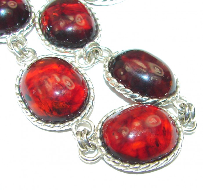 HUGE Beautiful Amber .925 Sterling Silver handcrafted Bracelet - photo 2