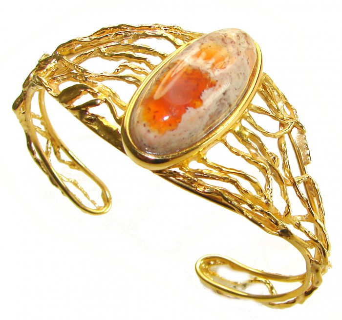Authentic Mexican Opal handmade 14K Gold over .925 Sterling Silver Bracelet / Cuff - photo 2