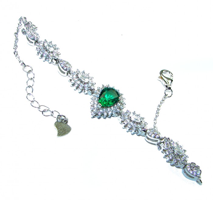 Timless Treasure 4.5 carat Emerald .925 Sterling Silver handcrafted Bracelet - photo 3