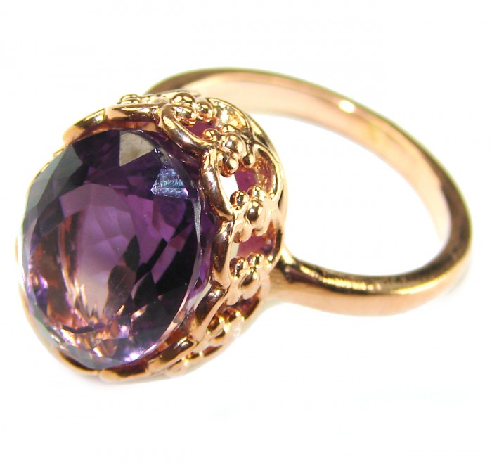 Dramatic design 8.8 carat Amethyst 14K Gold over .925 Sterling Silver Handcrafted Ring size 9 1/4 - photo 1