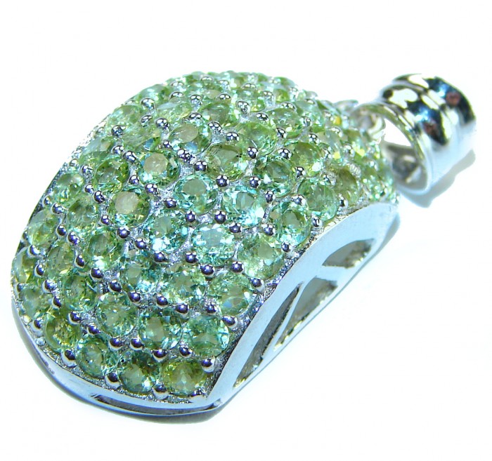 Alessia authentic 12.9 carat Peridot .925 Sterling Silver handmade Pendant - photo 3