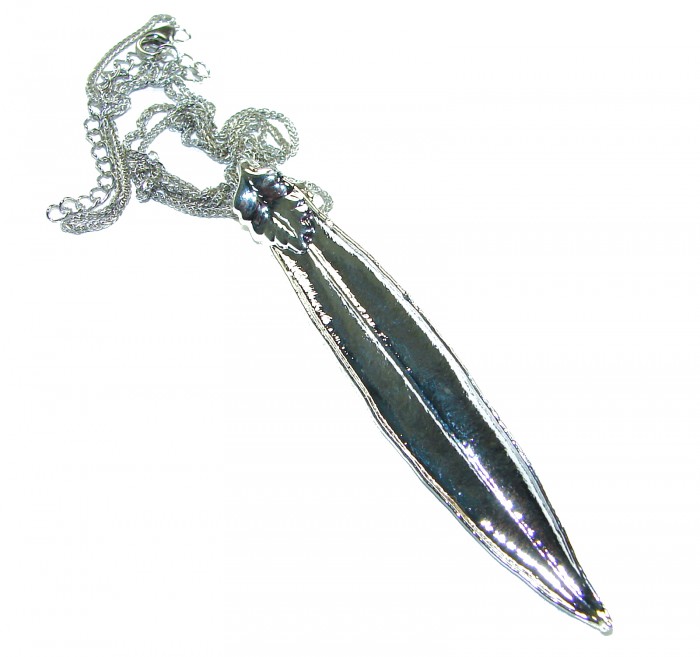 Stylish REAL Leaf dipped in & .925 Sterling Silver Pendant - photo 3