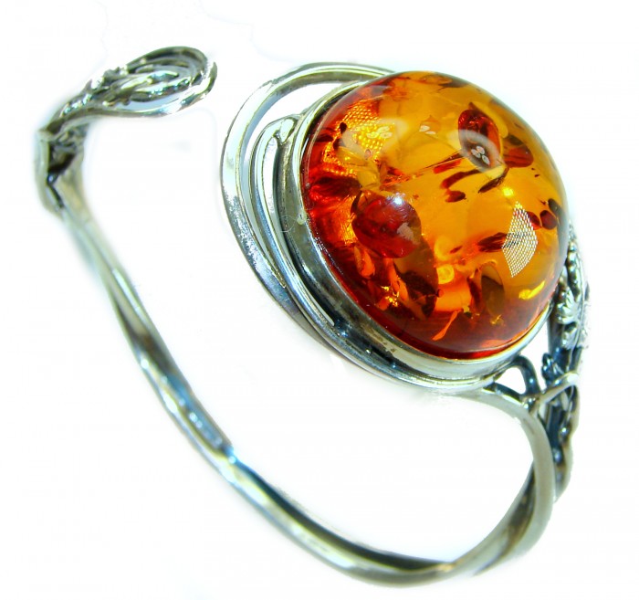 Vintage Design Genuine AAAAA QUALITY Baltic Amber .925 Sterling Silver handamde Bracelet / Cuff - photo 2