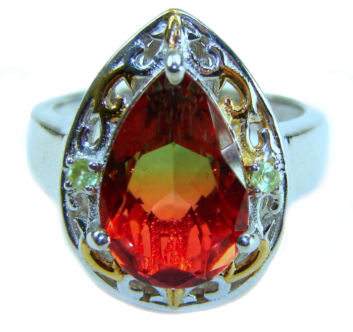 Rio De Janeiro 17.8 carat Brazilian Tourmaline .925 Sterling Silver Perfectly handcrafted Ring s. 8 1/4 - Close-up of Rio De Janeiro 17.8 carat Brazilian Tourmaline ring.