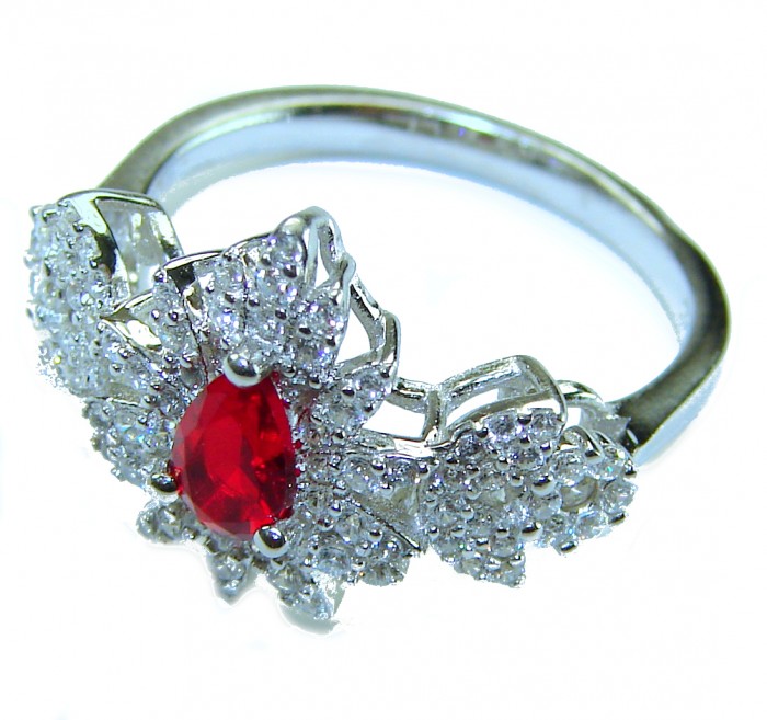 2.5 carat Ruby .925 Sterling Silver handcrafted incredible ring s. 7 - photo 2