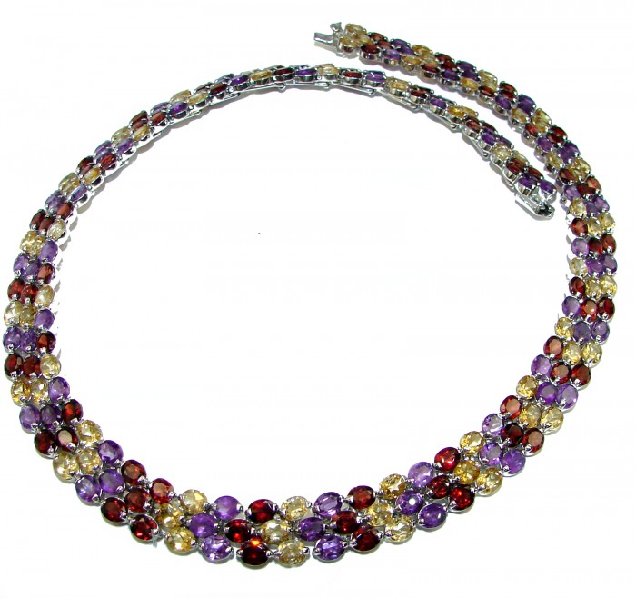 Fields Of Summer Natural Multigem .925 Sterling Silver Necklace - photo 1