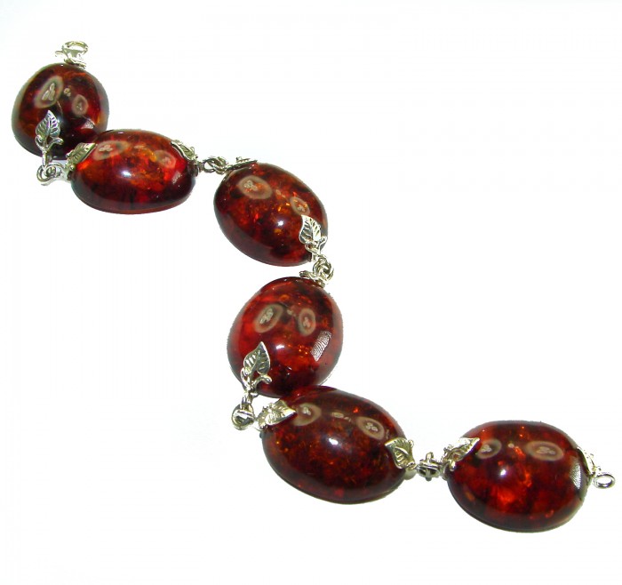 Cognac Color Beautiful Amber .925 Sterling Silver handcrafted Bracelet - photo 1