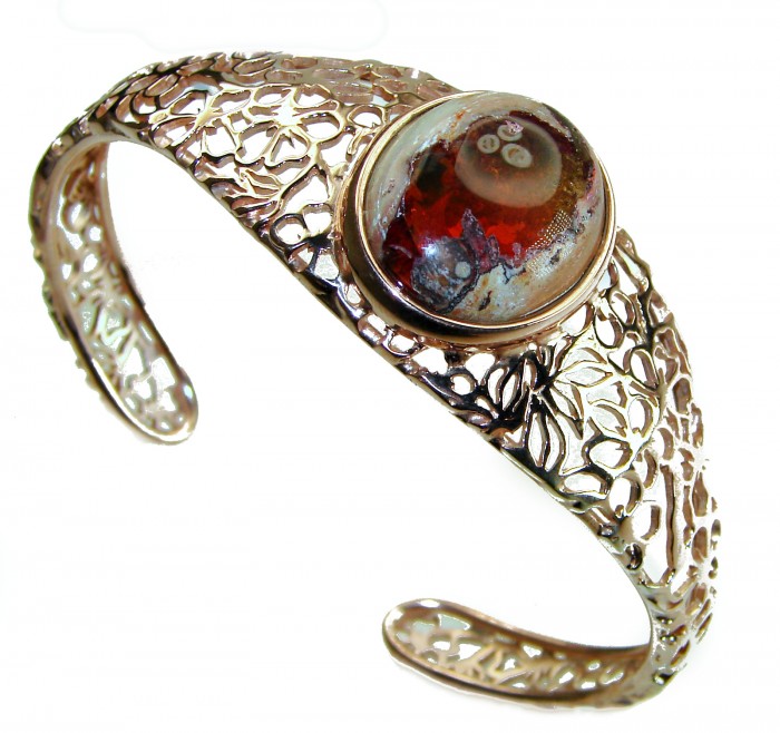 Dolce Vita Authentic 28.5 carat Mexican Opal handmade 14K Rose Gold over .925 Sterling Silver Bracelet / Cuff - photo 3