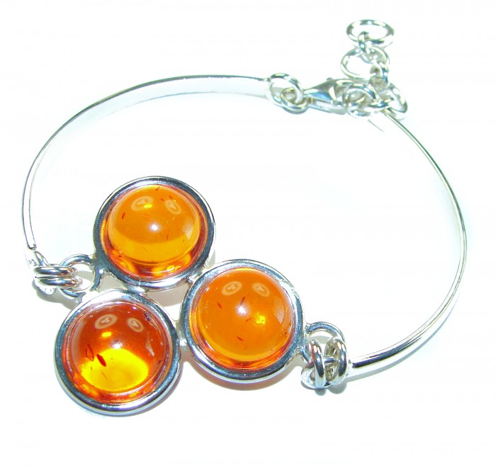 Excellent Baltic Amber .925 Sterling Silver entirely handcrafted Bracelet - photo 2