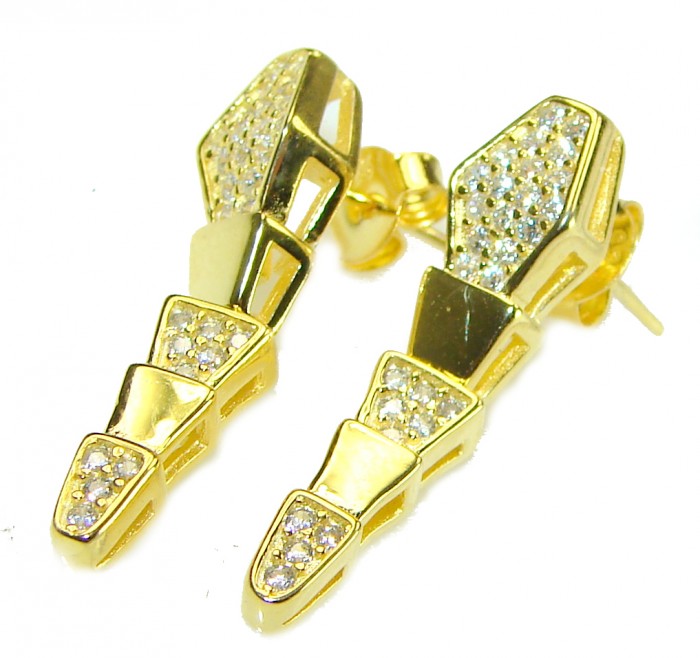 The Egyptian Cobra White Sapphire 18K Gold over .925 Sterling Silver handcrafted Earrings - photo 2