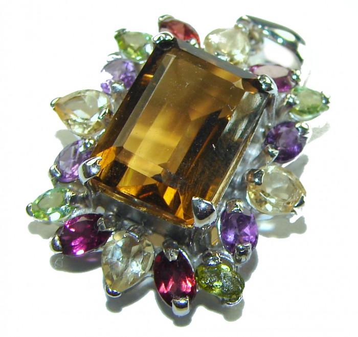14.5 carat Smoky Topaz .925 Sterling Silver handmade Pendant - photo 2