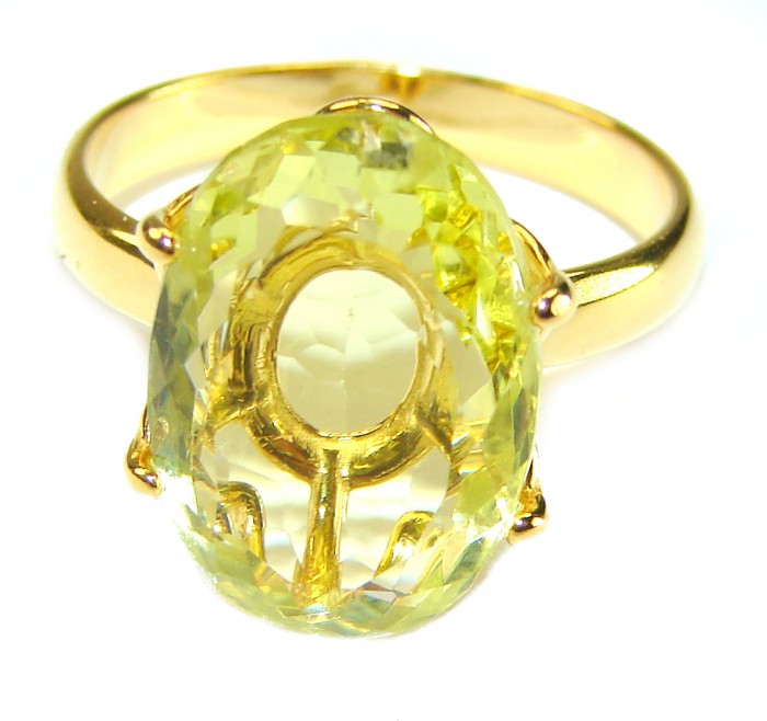 Splendid 6.5 carat genuine Citrine 18K Gold over .925 Sterling Silver Handcrafted Statement Ring s. 9 - photo 2