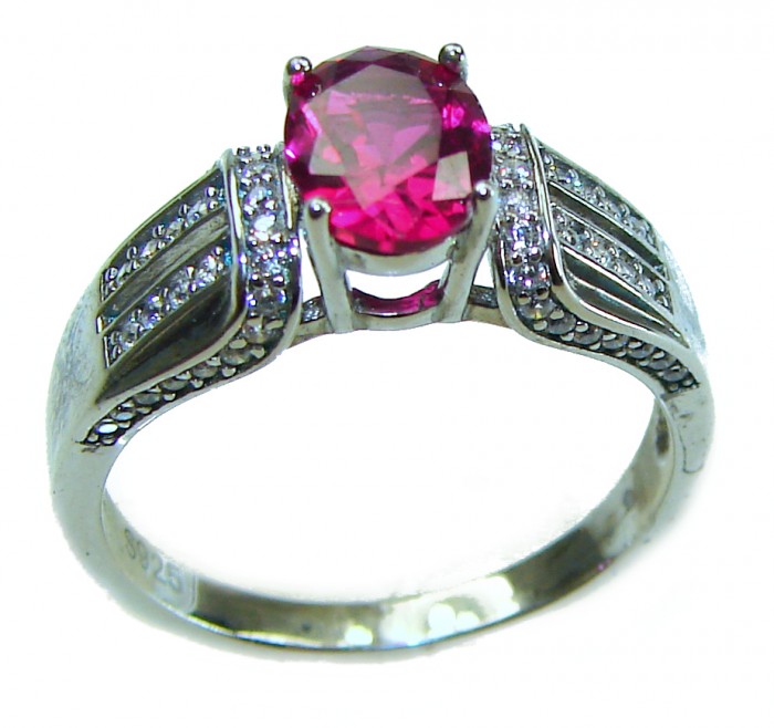 Rose Garden 1.9 carat Authentic Garnet .925 Sterling Silver handcrafted Ring size 8 - photo 2