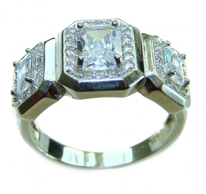 LUXURIUS 6.5 carat White Topaz .925 Sterling Silver ring size 6 1/4 - photo 3