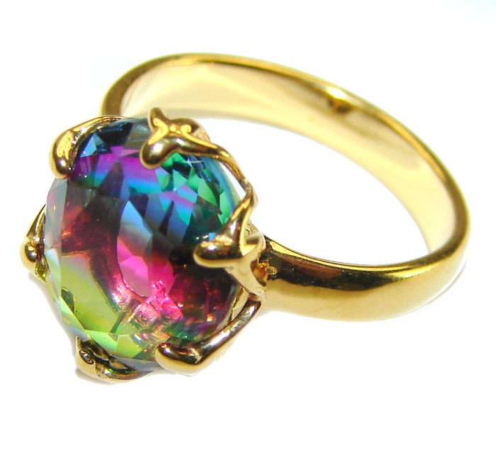 11.8 carat Brazilian Tourmaline 14K Gold over .925 Sterling Silver Perfectly handcrafted Ring s. 6 - photo 1