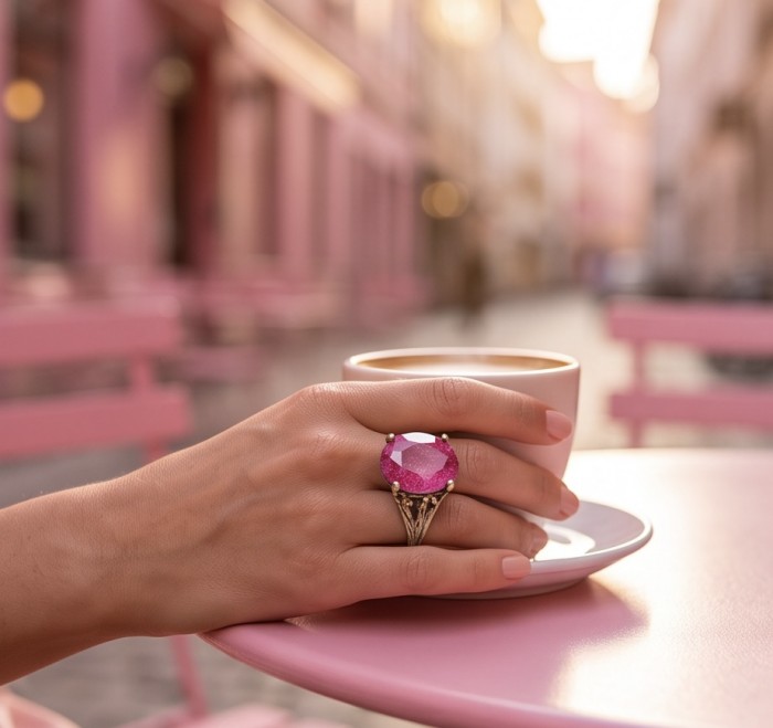 Bella Rosa Genuine 17.5 CARAT Star Ruby 14K Gold over .925 Sterling Silver Large Statement Ring size 8 - Worn on hand; Bella Rosa 17.5 CT Star Ruby in 14K Gold over .925 Silver.