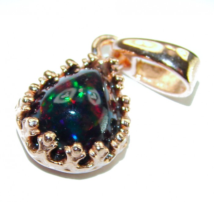 Milky Way 4.6CTW Authentic Black Opal 18K Gold over .925 Sterling Silver handmade Pendant - photo 2
