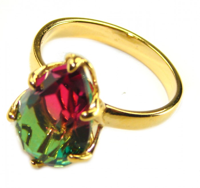 7.9 carat pear cut Brazilian Tourmaline 14K Gold over .925 Sterling Silver Perfectly handcrafted Ring s. 7 1/2 - photo 1