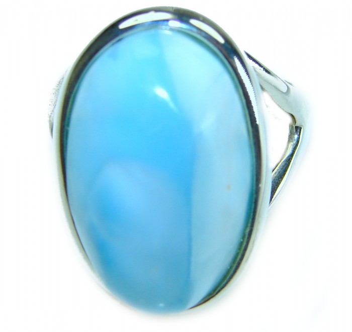 Precious natural Blue Larimar .925 Sterling Silver handmade ring size 6 1/4 - photo 2