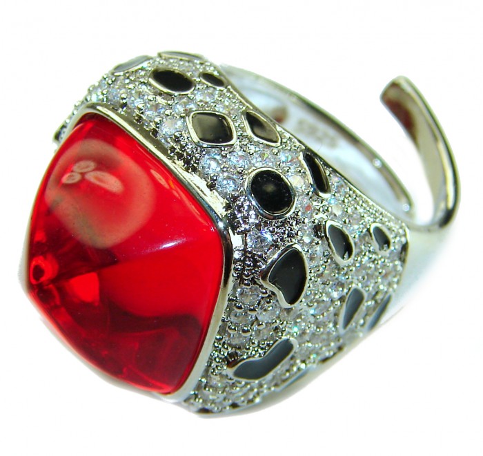 Wild at Heart authentic 11.5 carat Red Topaz .925 Silver handcrafted Statement Ring s. 7 - photo 1