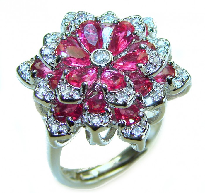 Wild Red Rose Natural 8.5 carat Ruby .925 Sterling Silver handmade Statement Ring size 6 - photo 4