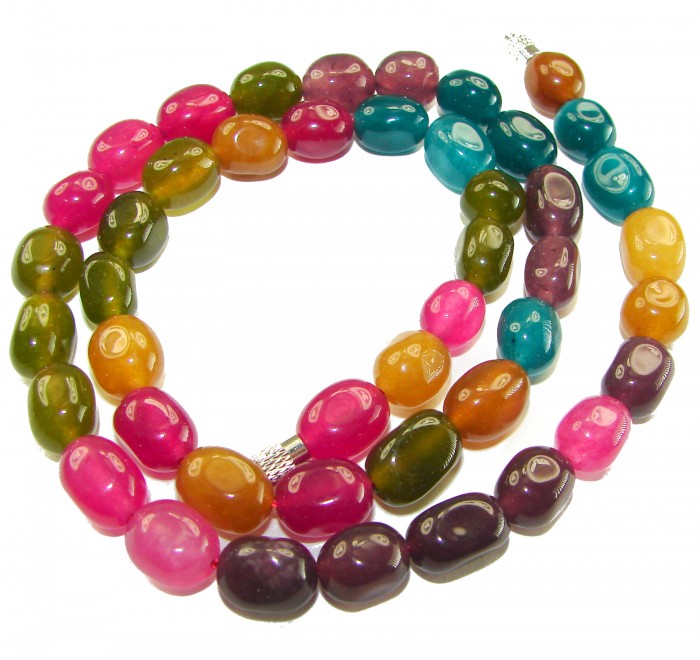 Infinity authentic 79.5 carat Brazilian Tourmaline .925 Sterling Silver handcrafted necklace - Colorful Brazilian tourmaline necklace, top view