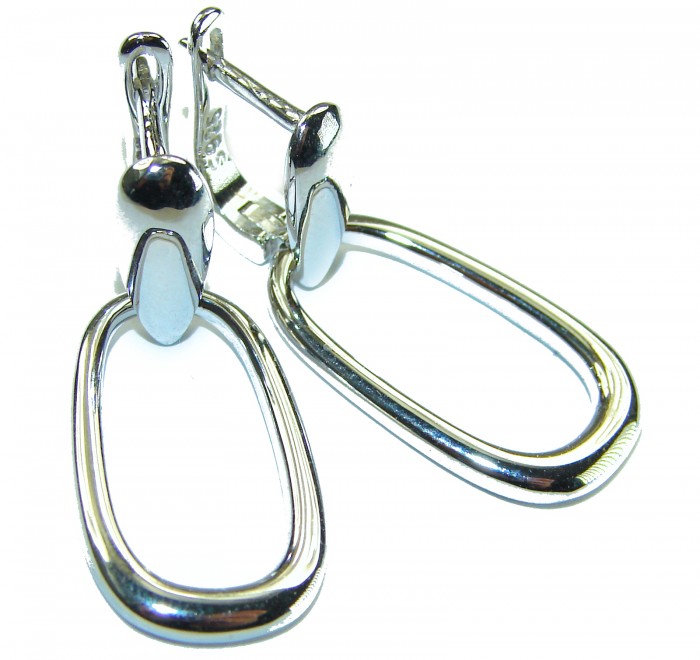 Modern design Blister Pearl .925 Sterling Silver handmade Bali made Earrings - Close-up of modern Blister Pearl sterling silver earrings.