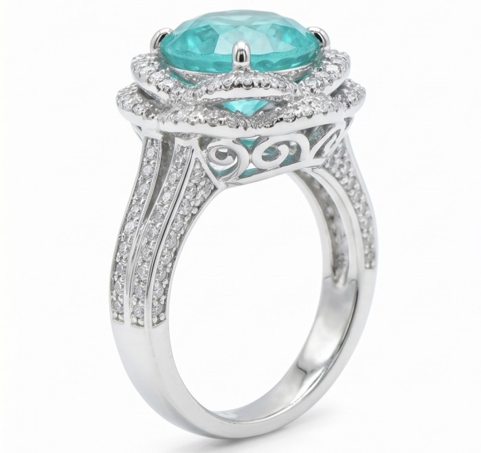 Giovanna - Authentic 9.9 carat COLOMBIAN EMERALD .925 Sterling Silver handcrafted Ring size 7 1/4 - Side view of 9.9 carat Colombian emerald ring in .925 sterling silver
